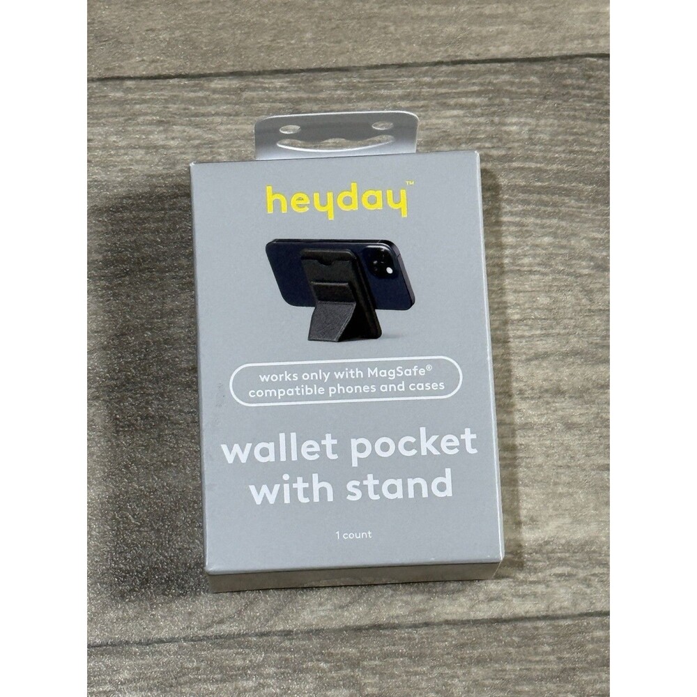 Heyday Wallet Pocket With Stand MagSafe Phone Card Holder Faux Leather New Black